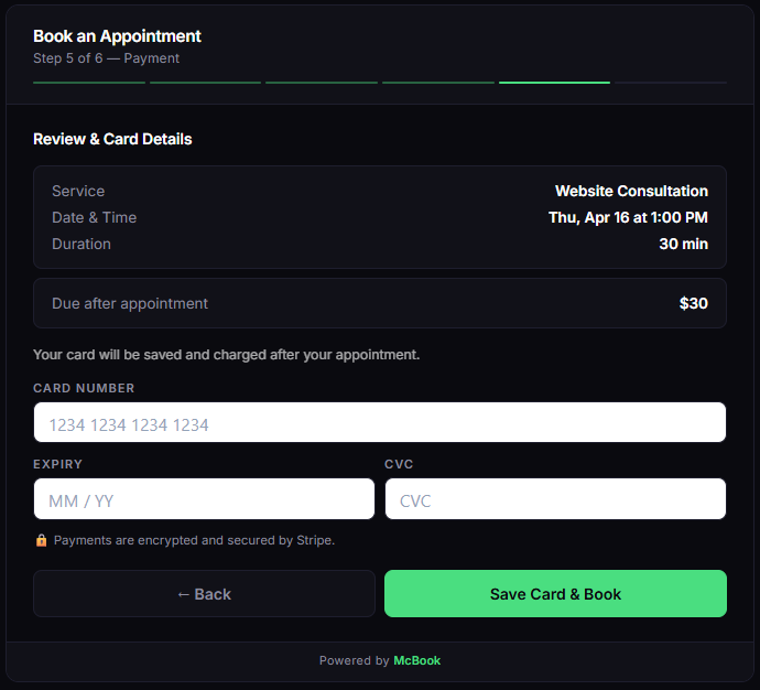 MCBook payment step